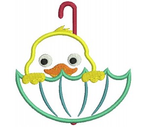 Stickmuster - Ente im Regenschirm